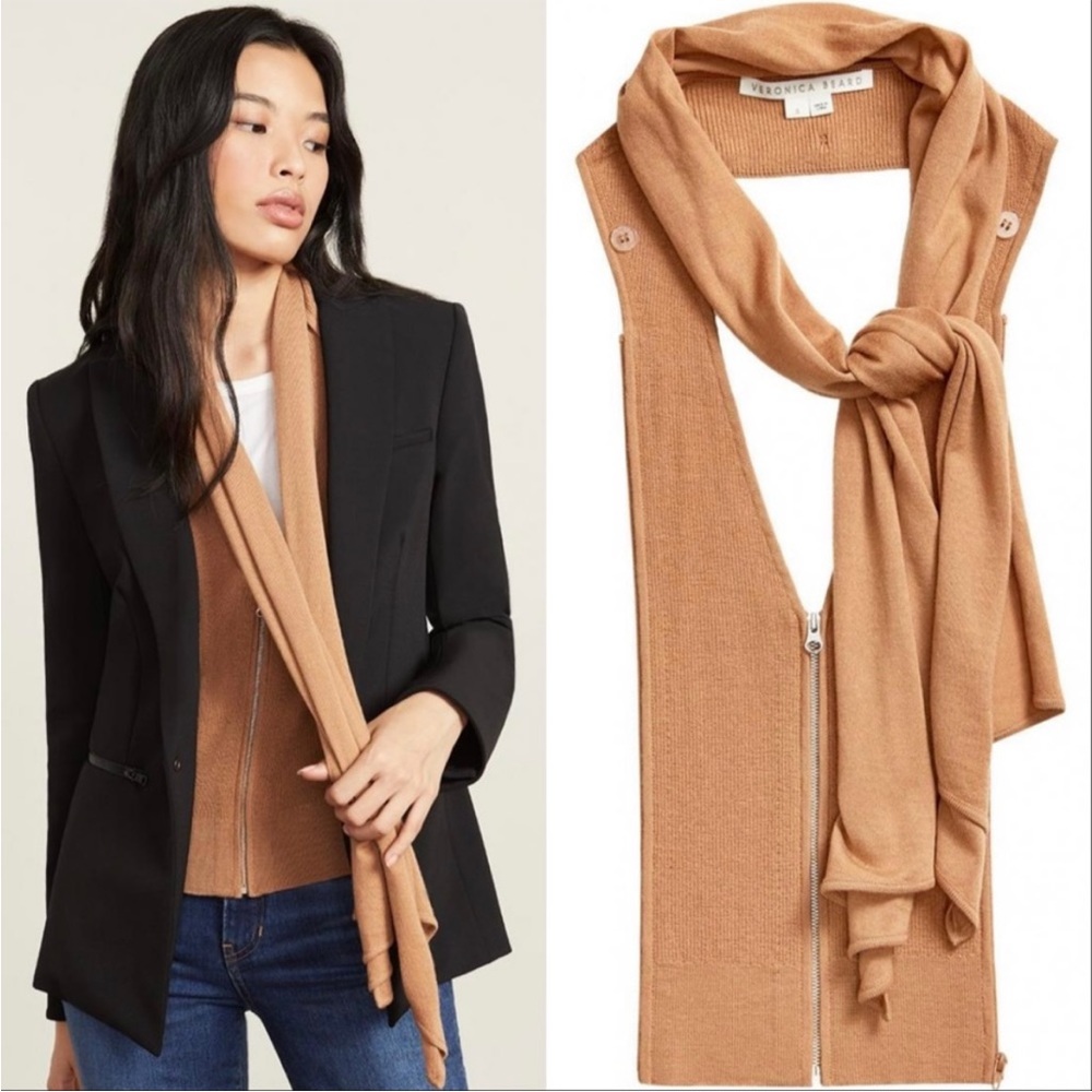 VERONICA BEARD Syra 100% Merino Wool Scarf Dickey Honey Size 00-14 NWT
